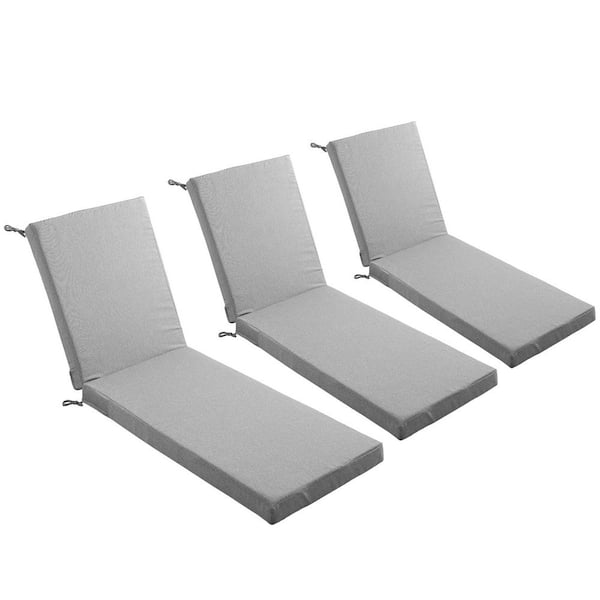22.4 in. W x 71.9 in. L x 3.5 in. Thickness 3-Piece Outdoor Chaise Lounge Replacement Cushion, Gray
