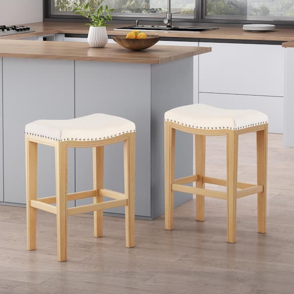 Noble House Avondale 26 in. Beige Backless Counter Stool (Set of 2)
