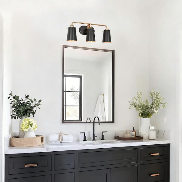 Zevni Modern Transitional 22.5 in. 3-Light Flat Black Wall Sconce