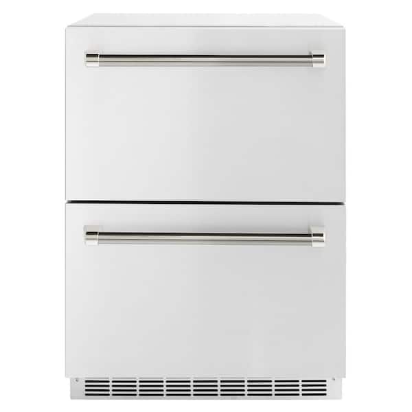 24 in. Autograph Touchstone 168 Can Outdoor Refrigerator Drawer with Stainless Steel Doors and Nickel Helix Handles