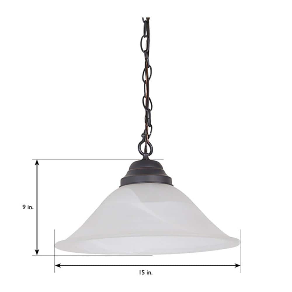 Mini Alabaster Glass & Oil-Rubbed Bronze Pendant Light