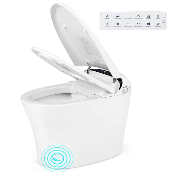 12 in. Wall Hung Smart Toilet 1.28 GPF Flushing Elongated Toilet in White with Display Adjustable Heated Seat