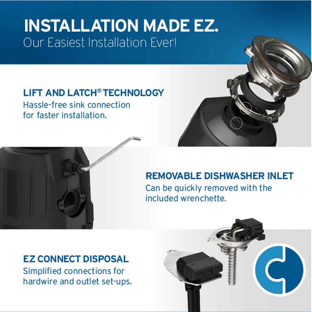 InSinkErator Power 1 HP Black and Silver Continuous Feed Garbage Disposal