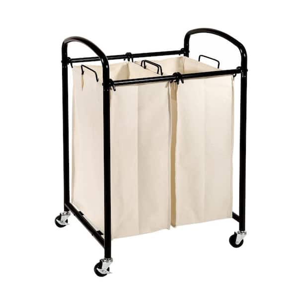 Seville Classics 2-Bag Laundry Sorter Cart in Black