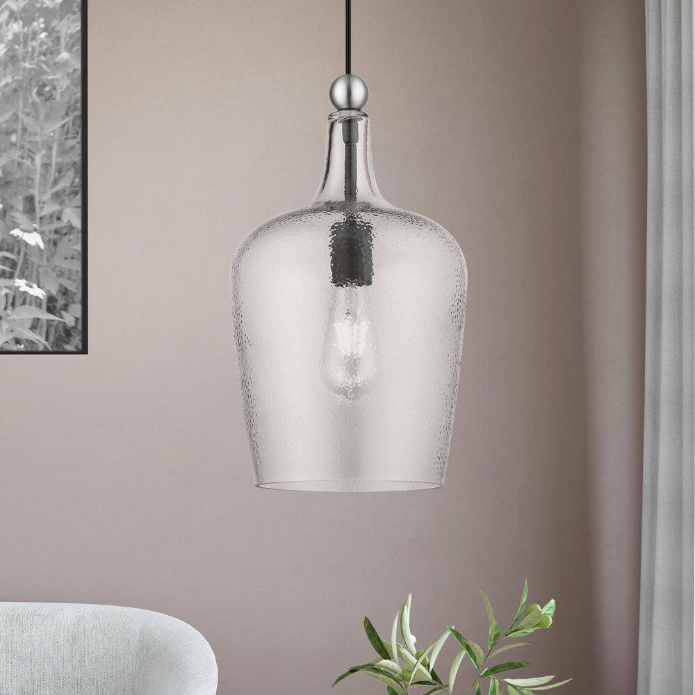 Elegant Avery Mini Jar Pendant Light in Black and Brushed Nickel
