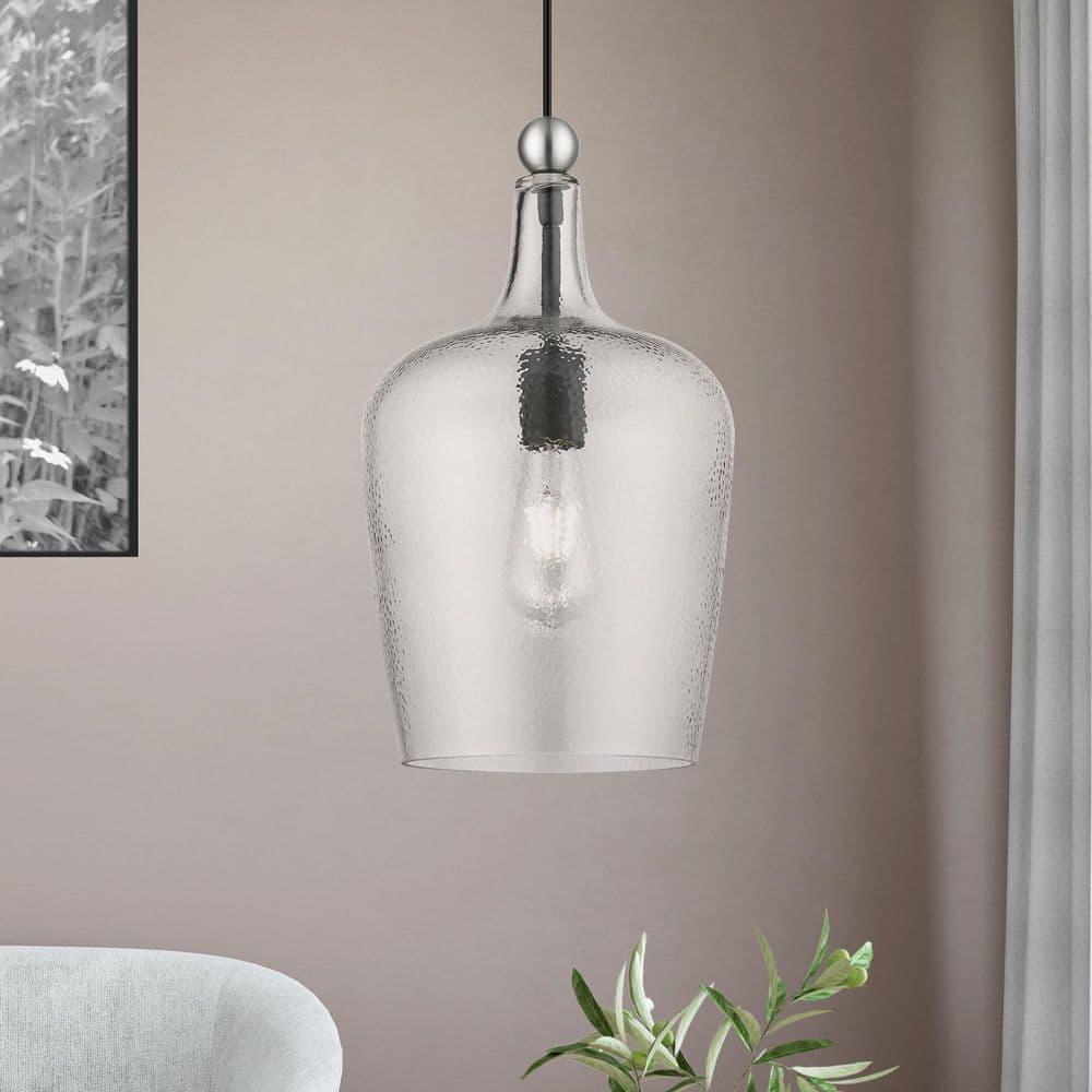 Elegant Avery Mini Jar Pendant Light in Black and Brushed Nickel