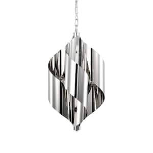 Ruzha 12 in. 4-Light Indoor Chrome and Silver Finish Statement Pendant Light with Light Kit
