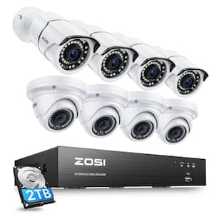 4K 8-Channel 5MP POE 2TB NVR Security Camera System with 8-Wired Outdoor Bullet/Dome Cameras, 120 ft. Night Vision