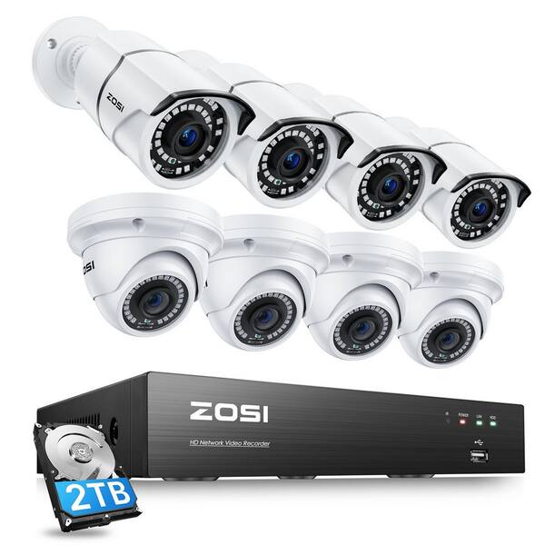 ZOSI 4K 8-Channel 5MP POE 2TB NVR Security Camera System with 8-Wired ...