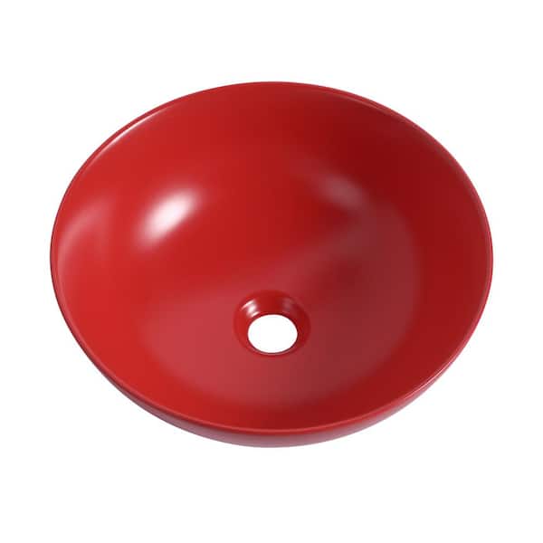 Unbranded Matt Chinese Red Ceramic Round Art Bathroom Vessel Sink