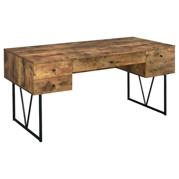 Coaster Analiese 4-drawer Writing Desk Antique Nutmeg