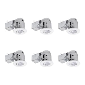 3 in. White LED Swivel Round New Construction Remodel Recessed Lighting Kit LED Bulbs Included (6-Pack)