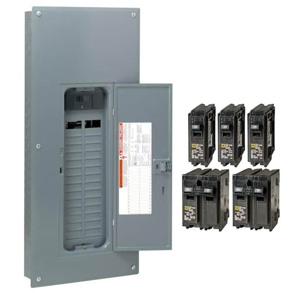 Square D Homeline 200 Amp 30-Space 60-Circuit Indoor Main Breaker Qwik-Grip Plug-On Neutral Load Center with Cover - Value Pack