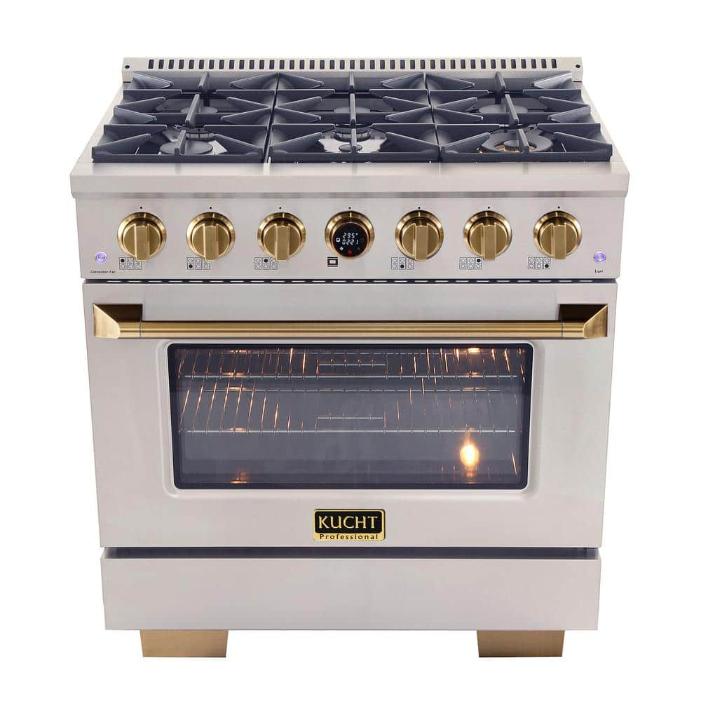 Kucht 36 in. 5.2 cu.ft. 6-Burners Dual Fuel Range Natural Gas in ...