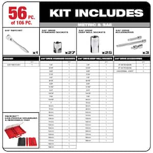 3/8 in. and 1/4 in. Drive SAE/Metric Mechanics Tool Set (106-Piece) with PACKOUT Drawer Kit