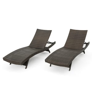 Thira Mixed Mocha Faux Rattan Outdoor Chaise Lounges (Set of 2)