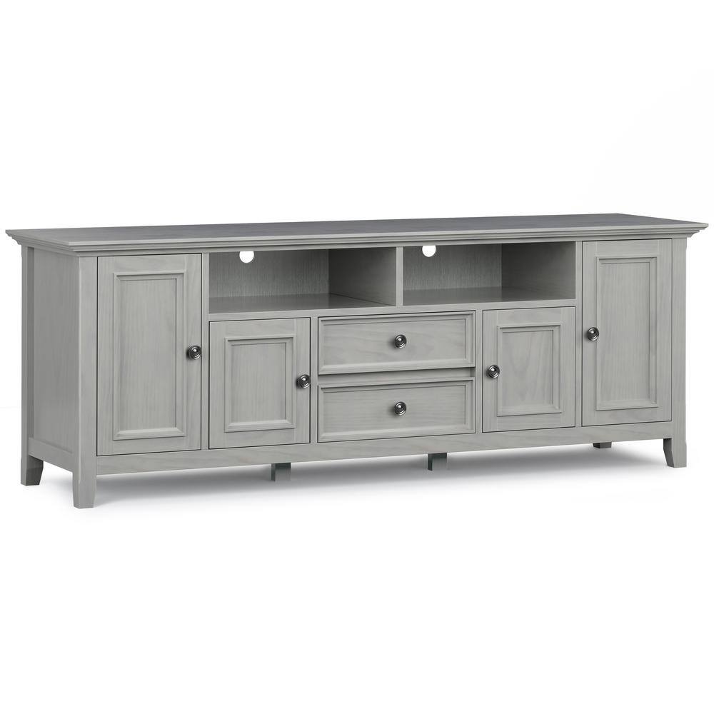 Simpli Home Amherst Fog Grey 72 in. Wide TV Media Stand Fits TVs up to ...