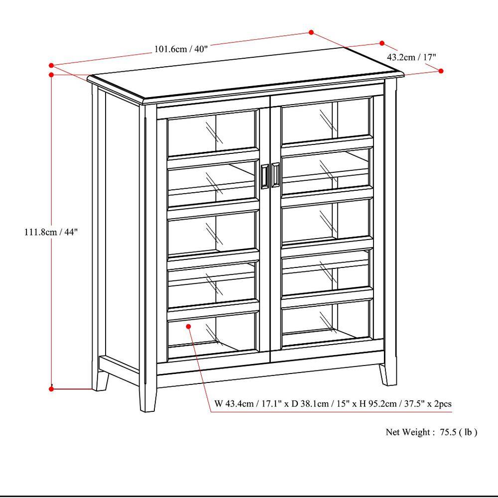 Burlington Medium Mahogany Brown Storage Cabinet with Tempered Glass Doors