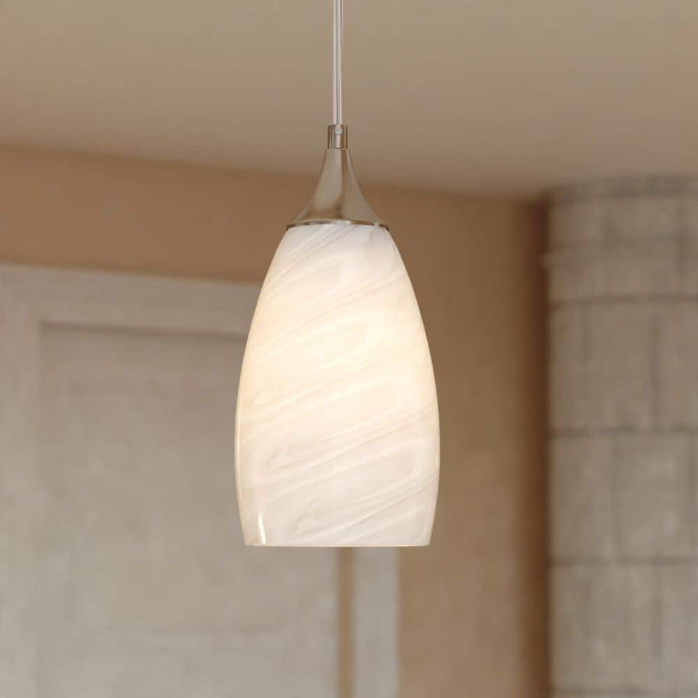 VAXCEL Milano 1-Light 4.75 in. Wide Satin Nickel Bell Mini Pendant