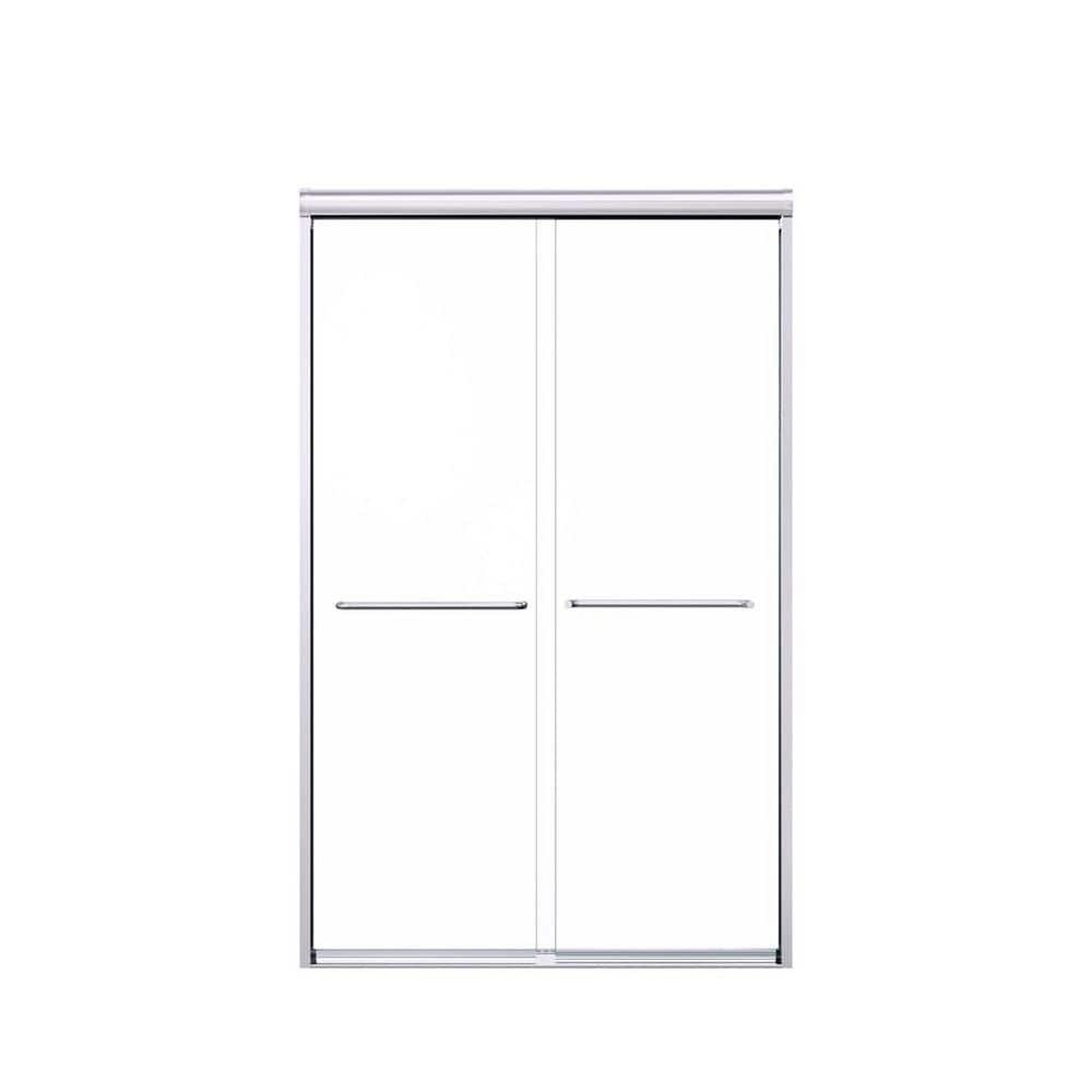48 in. W x 72 in. H Double Sliding Semi-Frameless Shower Door in Chrome with Clear Tempered Glass with Handles price history on PriceWatchPro