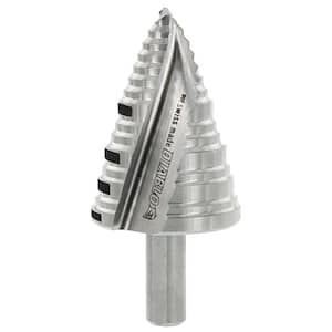 Step Up Drill Bit Titanium High Speed Steel Down Flute 5Pc 1/8-7/8 Inch in Hole 