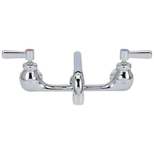 AquaSpec Wall-Mount Sink Faucet with 12 in. Tubular Swing Spout, Lever Handles, 2.2 GPM Pressure-Compensating Aerator