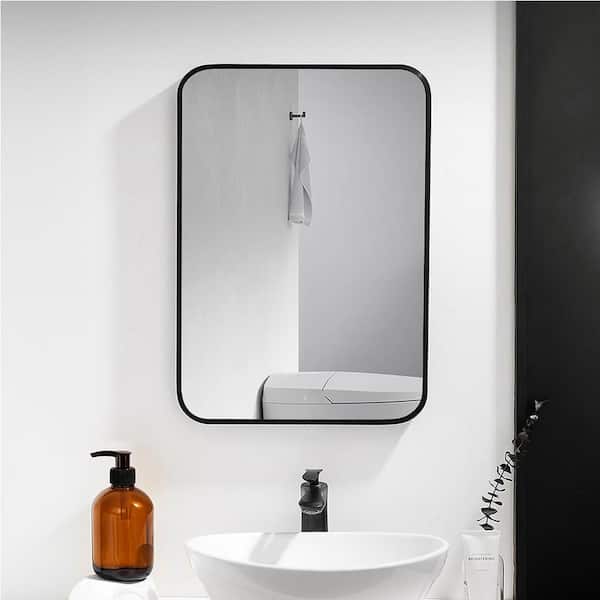 Boosicavelly 24 in. W x 30 in. H Rectangular Framed Wall Mounted Bathroom Vanity Mirror in Black