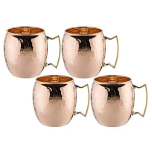 16 oz. Solid Copper Hammered Mule Mug with Unlined Non-Lacquered (Set of 4)