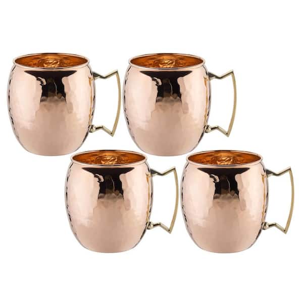Old Dutch 16 oz. Solid Copper Hammered  Mule Mug with Unlined Non-Lacquered (Set of 4)