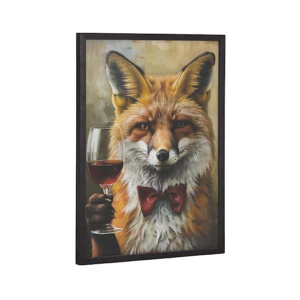 Kate and Laurel Gallery Traditional Fox Wine Tasting by The Creative Bunch Studio Black Framed Art Print 12 in. x 16 in.