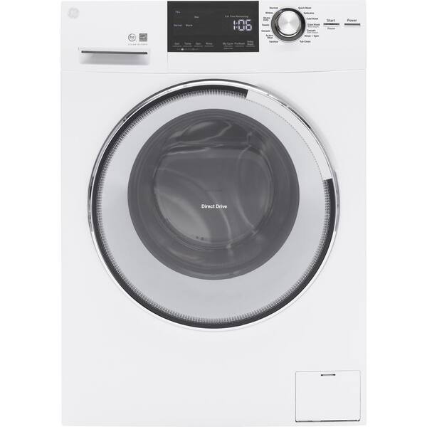 GE 2.4 cu. ft. High-Efficiency Stackable White Front Loading Washing Machine with Steam, ENERGY STAR