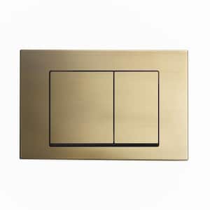 Wall Mount Dual Flush Actuator Plate with Square Push Buttons, Brushed Brass