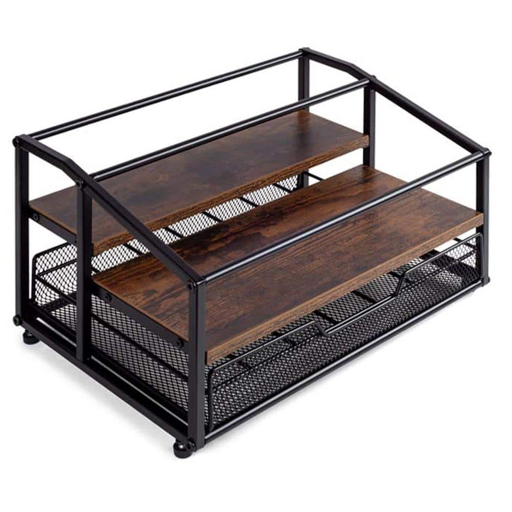 JFVKAF 3-Tier 8 Bottle Black Metal Coffee Syrup Rack Organizer Coffee ...