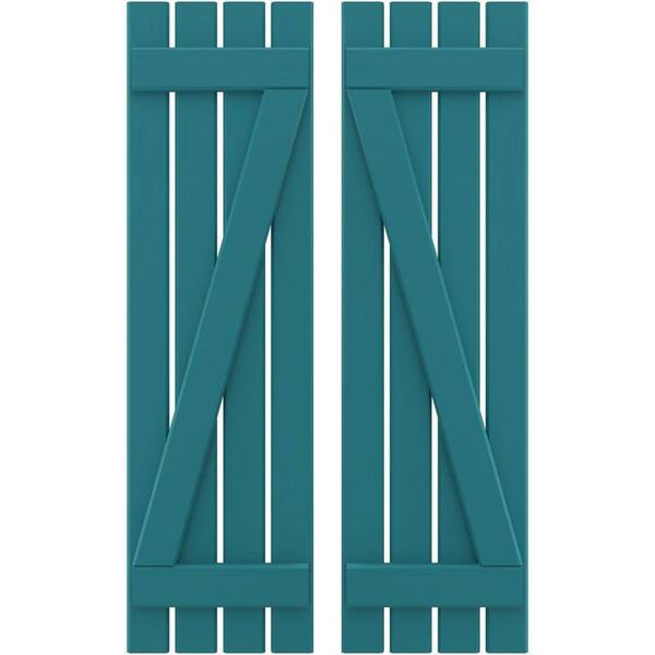 Ekena Millwork 15-1/2 in. W x 49 in. H Americraft 4 Board Exterior Real Wood Spaced Board and Batten Shutters with Z-Bar Antigua