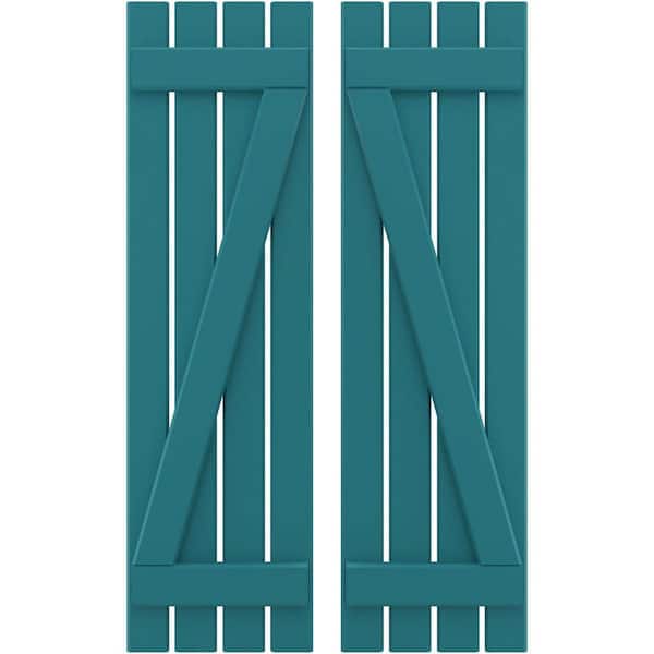 Ekena Millwork 15-1/2 in. W x 50 in. H Americraft 4 Board Exterior Real Wood Spaced Board and Batten Shutters with Z-Bar Antigua