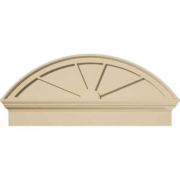 Ekena Millwork 36 in. W x 15-7/8 in. H x 2-3/4 in. P Segment Arch 4 Spoke Signature Urethane Combination Pediment, Primed Tan