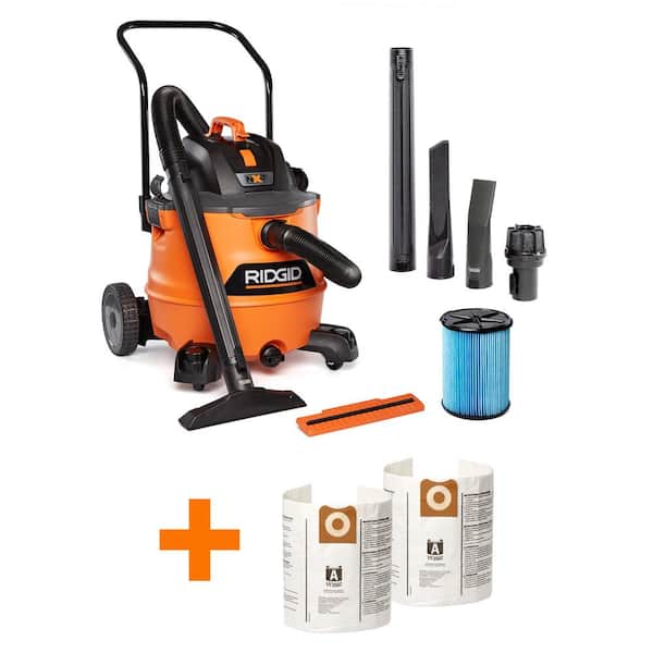 RIDGID 16 Gal. 6.5 Peak HP NXT Shop Vacuum Wet Dry Vac, Fine Dust Filter, Hose, Accessories and Dust Collection Bags HD1800C