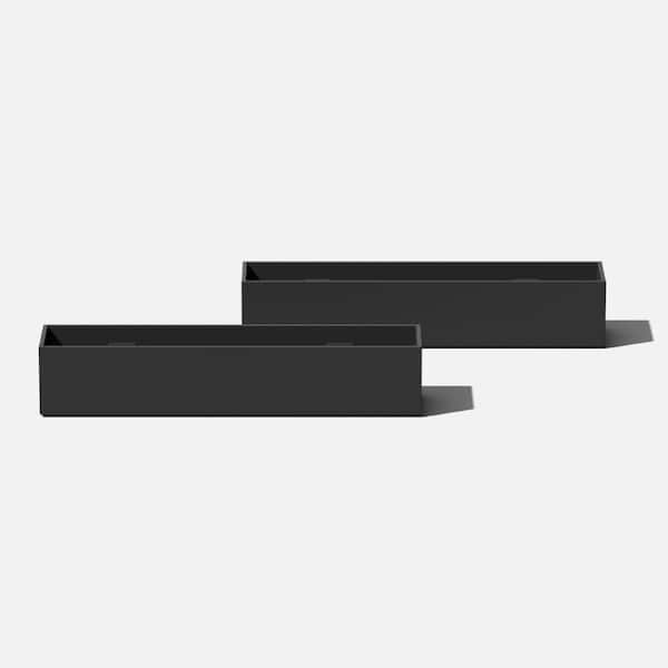 Veradek Geo Series Short 16 in. Black Plastic Planter (2-Pack)