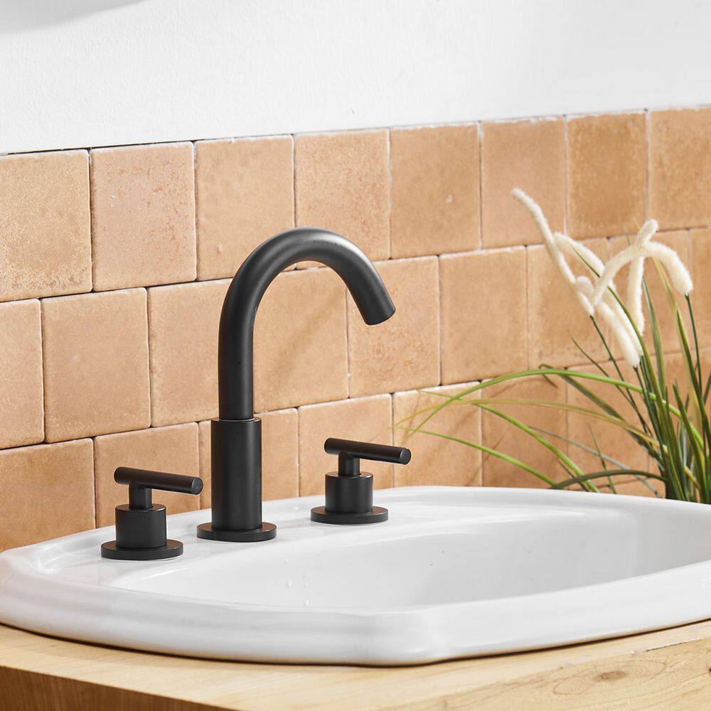 Matte Black 8-Inch Widespread Double Handle Bathroom Faucet