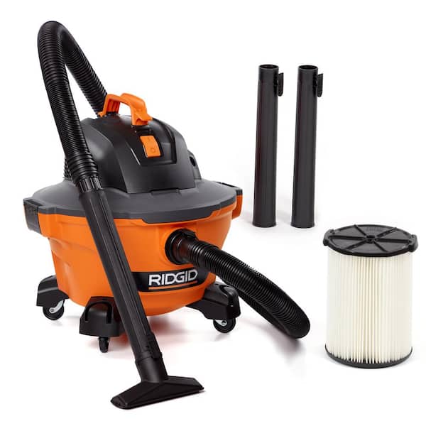 RIDGID 6 Gallon 3.5 Peak HP NXT Wet/Dry Shop Vacuum with Filter, Locking Hose and Accessories