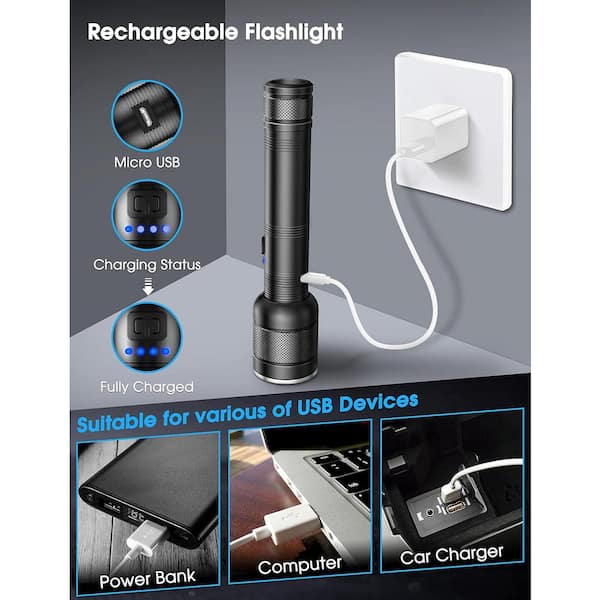 Lumenology 4-in-1 Portable Flashlight, Lamp, & Lantern with USB Power Bank  (Black)