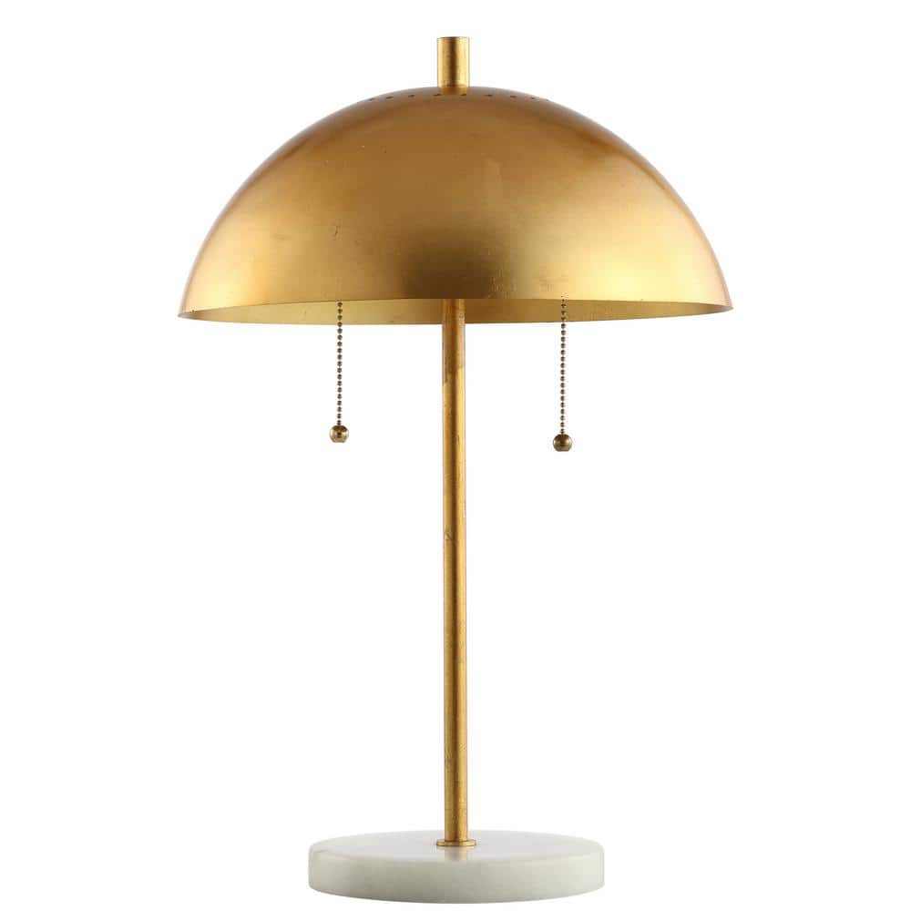 Ella 20.75" Gold Leaf Dome Table Lamp with Marble Base