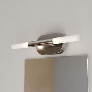 Fulton 2-Light Integrated LED Chrome Contemporary Bathroom Vanity Fixture White Shade