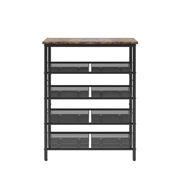 cadeninc 5-Tier Metal Frame with 4 Mesh Shelves Industrial Garage Storage Shelving Unit Black (30 in. W x 37 in. H x 11.5 in. D)
