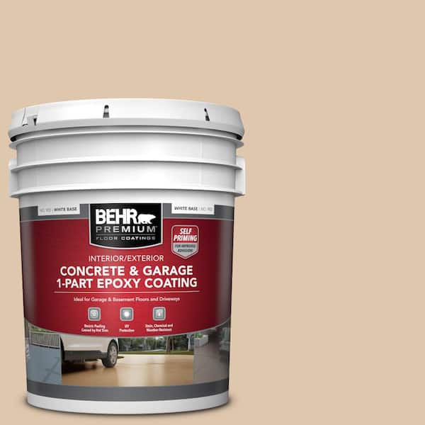 BEHR PREMIUM 5 gal. #N260-2 Almond Latte Self-Priming 1-Part Epoxy Satin Interior/Exterior Concrete and Garage Floor Paint