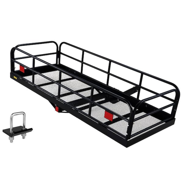 SKYSHALO Hitch Cargo Carrier 400 lbs. Loading Capacity Carrier with Folding Trailer Hitch Mounted Steel Cargo Basket