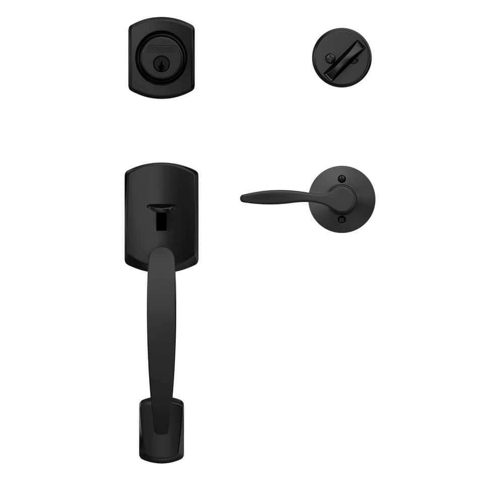 Matte Black Single Cylinder Deadbolt Entry Door Handleset