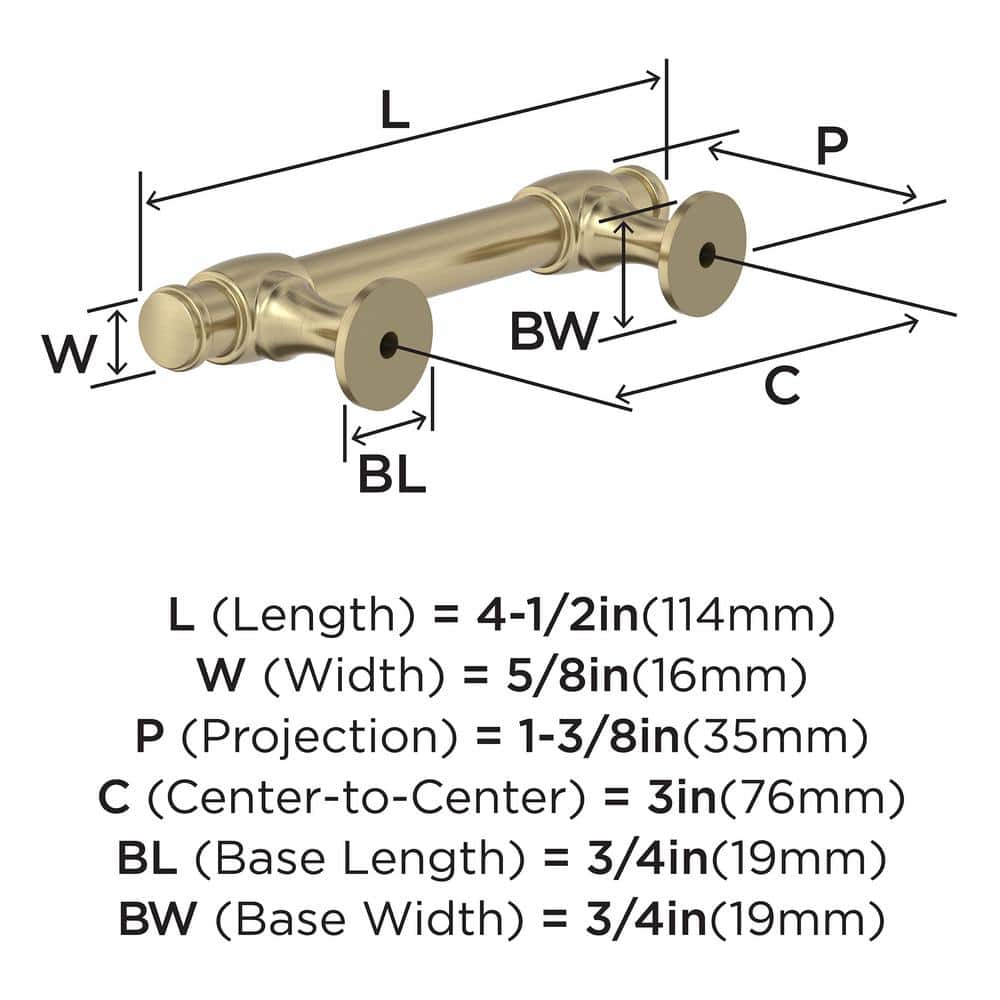 Golden Champagne Polished Cabinet Pull with Mounting Hardware