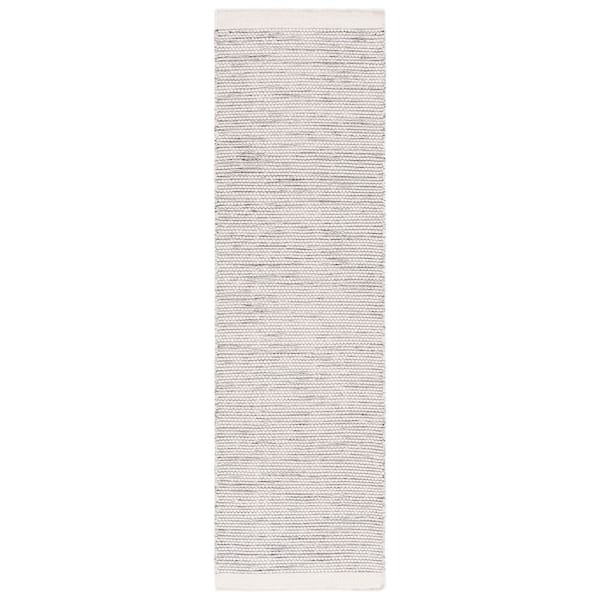 Vermont 2 ft. x 5 ft. Ivory/Black Marle Solid Runner Rug