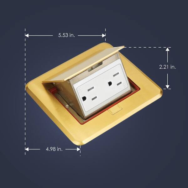 thumbnail image 2 of 3 Outlets Pop-up Floor Electrical Outlet Recessed Hidden Countertop Socket Floor Outlet Box With 2 2 of 14